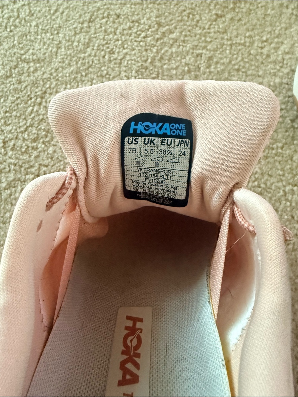 Hoka Transport Women's Light Pink Athletic Running Shoes - Picture 5 of 5